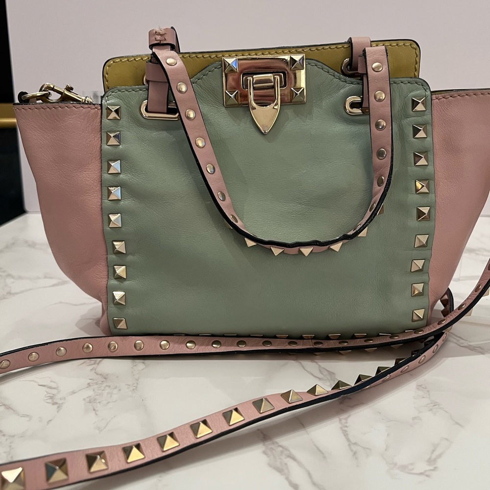 Valentino Rockstud Mint & Pink Two-Way Bag